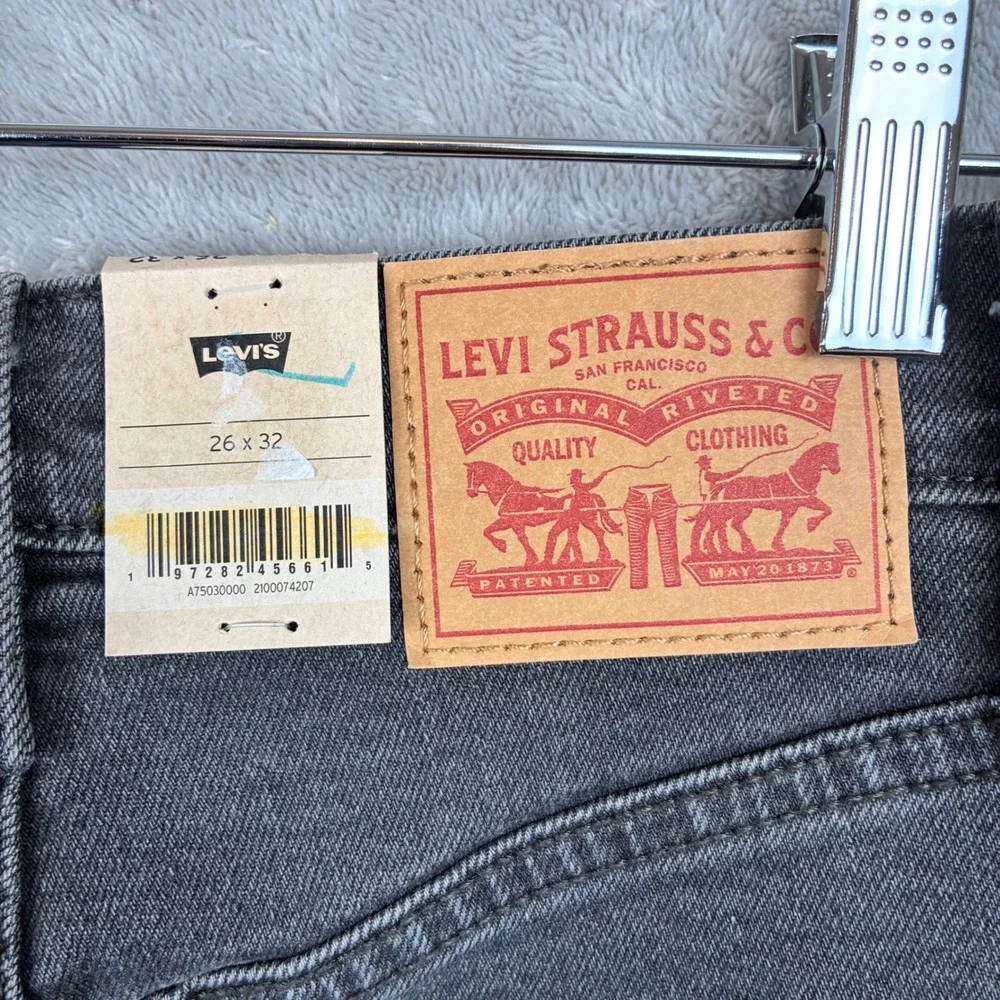 NWT Levi Ribcage Bell Women 26 Dark Gray High Waisted Flare Festival Boho Casual - Picture 7 of 16